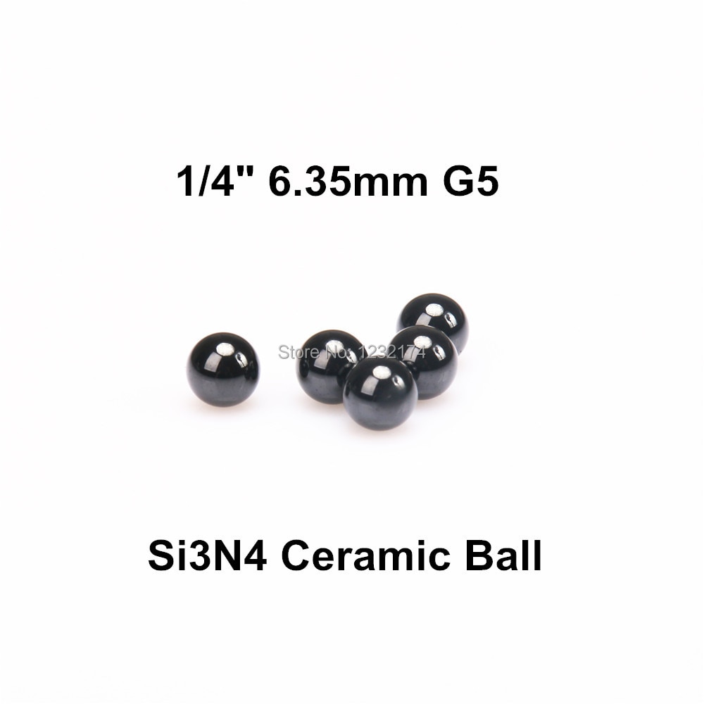 1/4 = 6.35mm 실리콘 질화물 세라믹 볼 Si3N4 G5 50 개/몫 베어링, 펌프, 밸브 볼, 선형 슬라이더 6.35mm 세라믹 볼